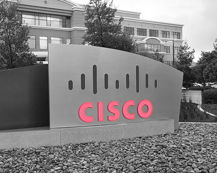 Cisco logo on corporate building