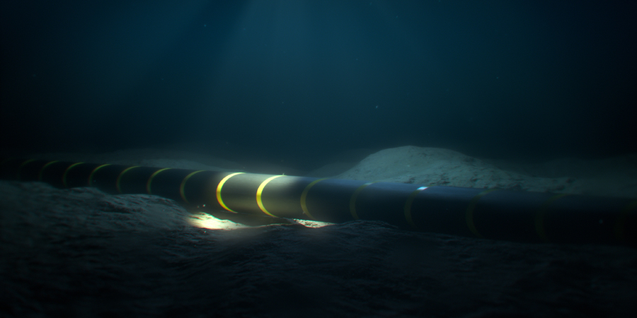Subsea cables entering a data center, symbolising global interception