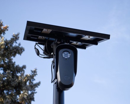 Automatic license plate reader camera on a pole