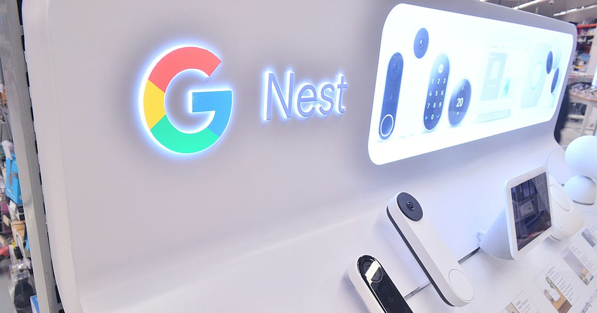 Google Nest router sitting on a desk at home