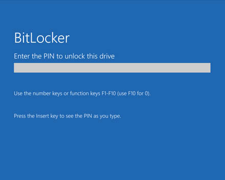 BitLocker encryption key warning screen