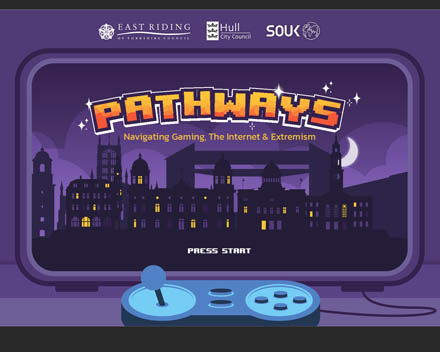 Screenshot showing Pathways game extremism meter interface