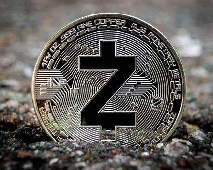 Zcash symbol with rising chart
